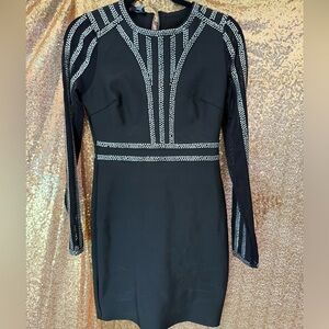 Bebe Elegant Black and Silver Dress